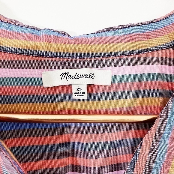 Madewell XS Courier Button Down Shirt Rainbow Stripe Back Buttons Oversized‎ - Picture 8 of 11